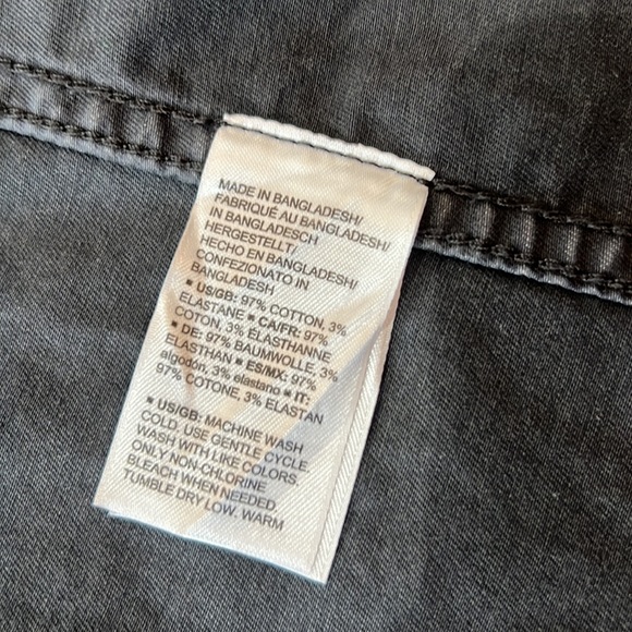 Daily Ritual Dark Navy Gray Denim Moto Jacket with Drawstring Waist size 2 - Picture 8 of 13